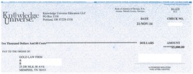 Client Settlement Check Image